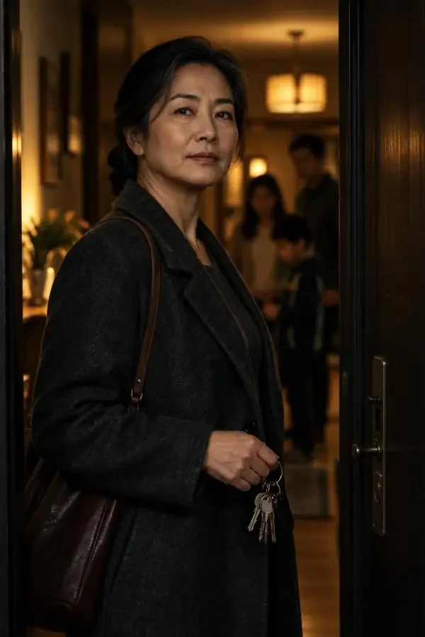卖掉养老房那天，我重获新生海报，持钥匙站在门前的成年女性